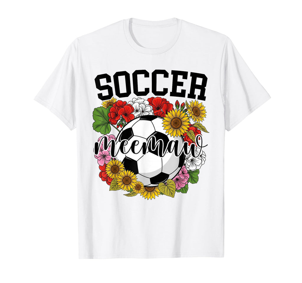 Soccer Meemaw Flower Mothers Day Soccer T-Shirt - Graphic Print Men Women