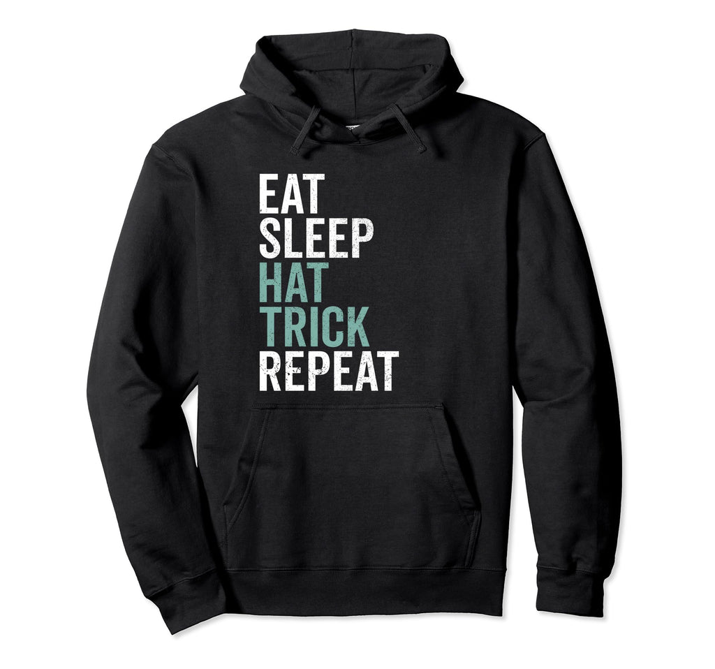 Eat Sleep Hat Trick Repeat Ice Hockey Hoodie - Minimalist Print Unisex