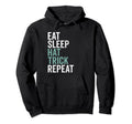 Eat Sleep Hat Trick Repeat Ice Hockey Hoodie - Minimalist Print Unisex