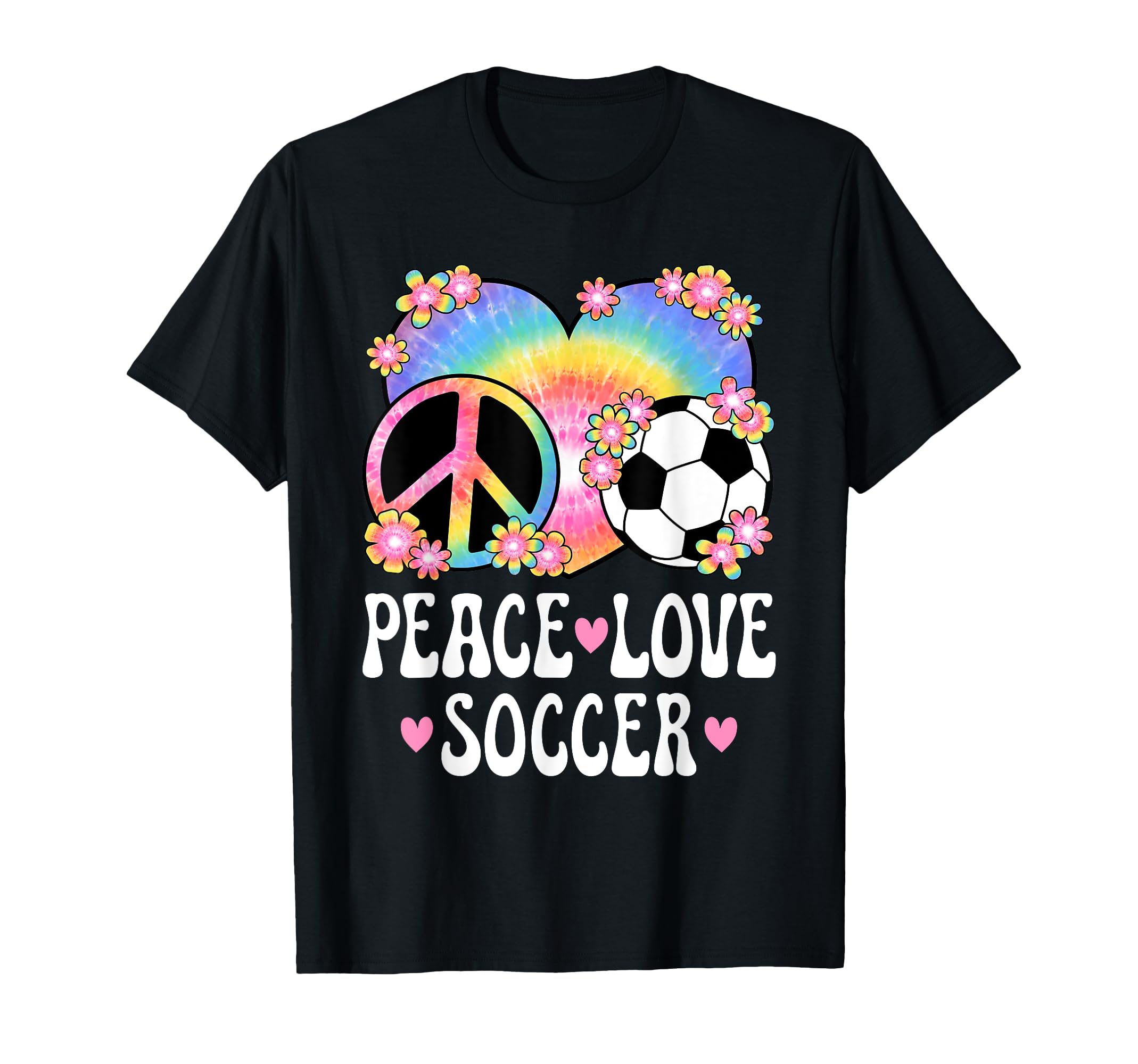 Peace Love Soccer Lover 60S 70S Hippie T-Shirt - Aesthetic Graphic Unisex