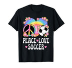 Peace Love Soccer Lover 60S 70S Hippie T-Shirt - Graphic Print Men Women