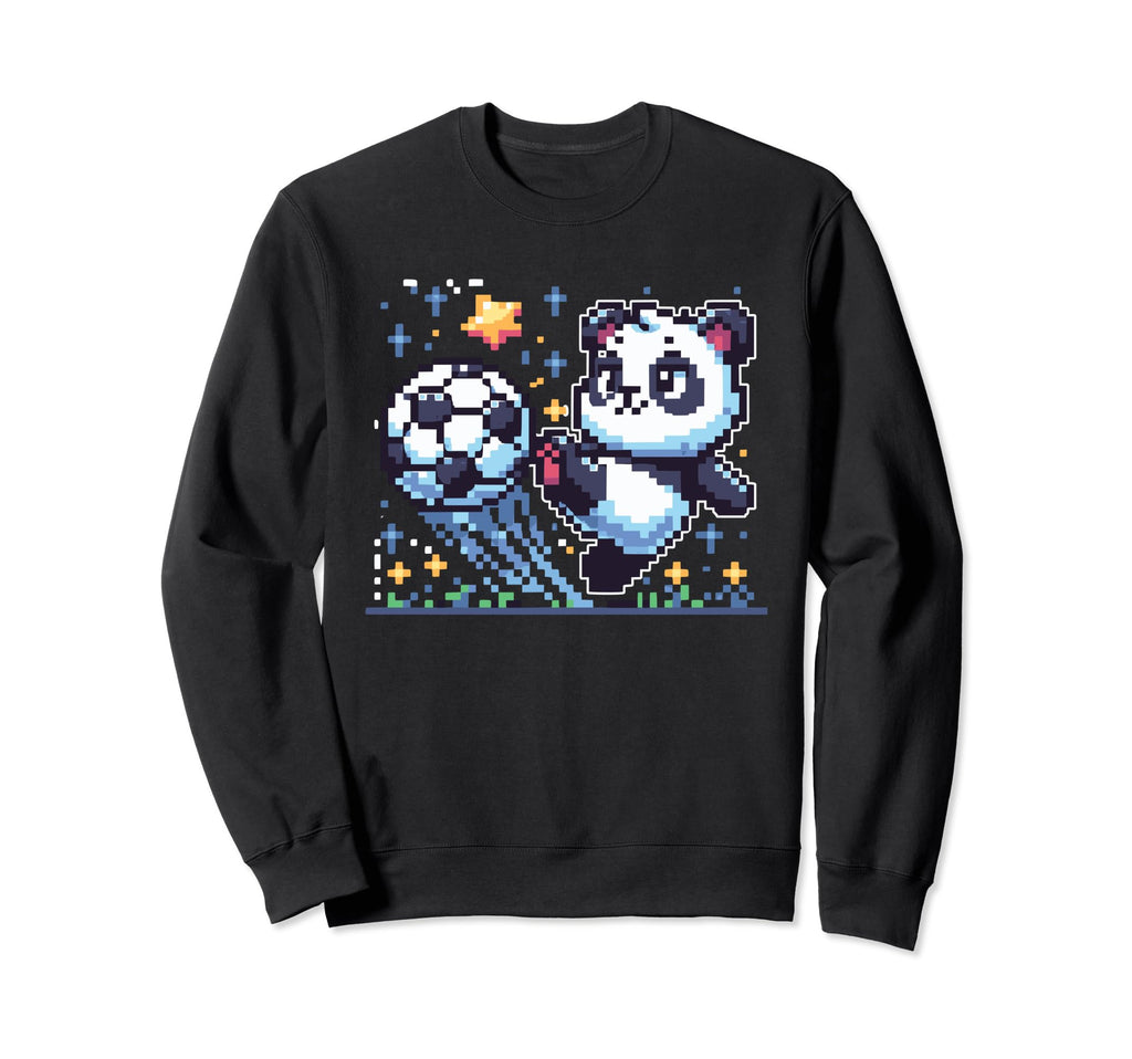 Panda Soccer Player Kicking Soccer Sweatshirt - Unique Graphic Men Women