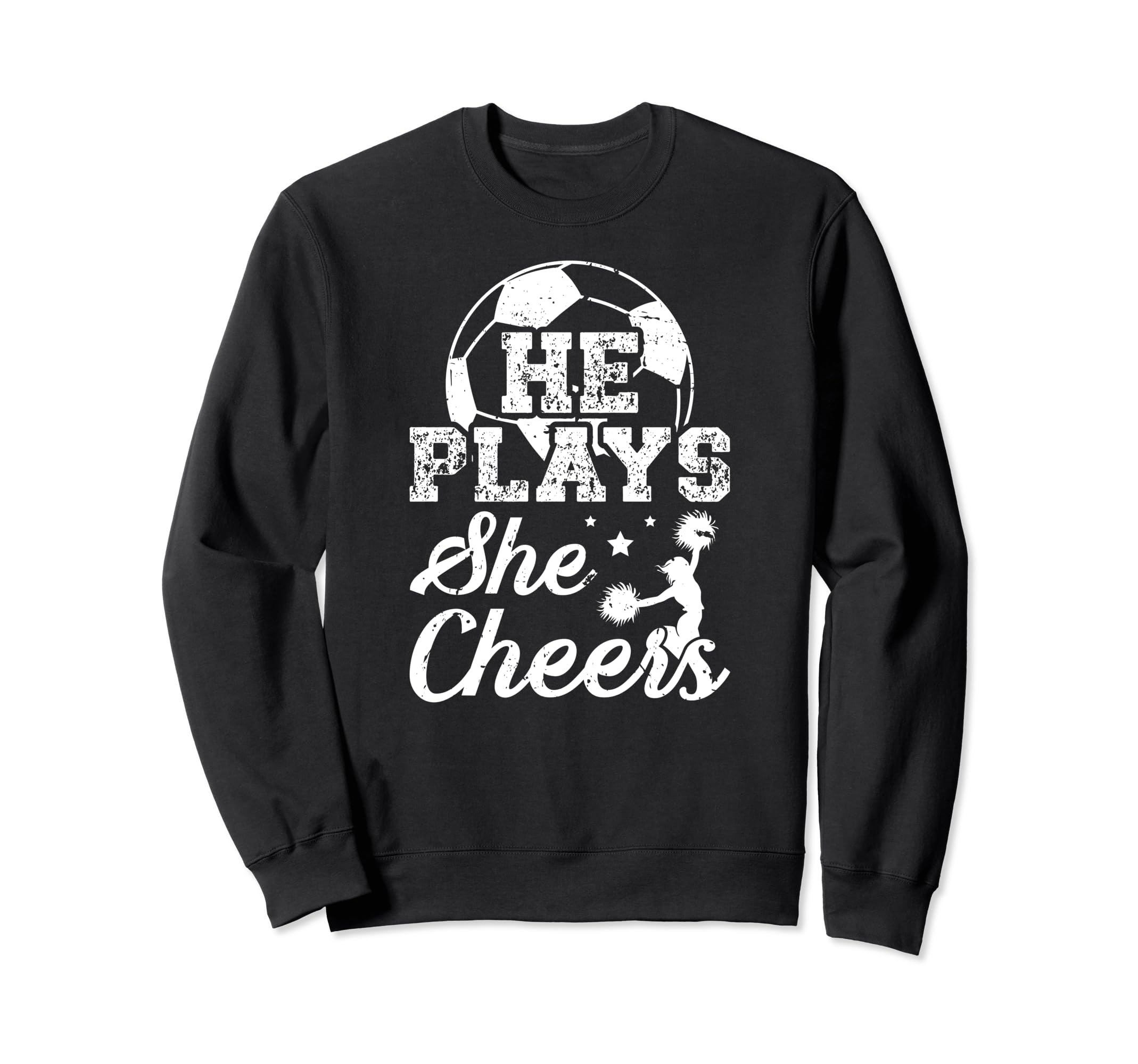 He Plays She Cheers Soccer And Cheer Sweatshirt - Custom Art Print Unisex