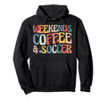Weekends Coffee And Soccer Groovy Hoodie - Custom Art Print Men Women