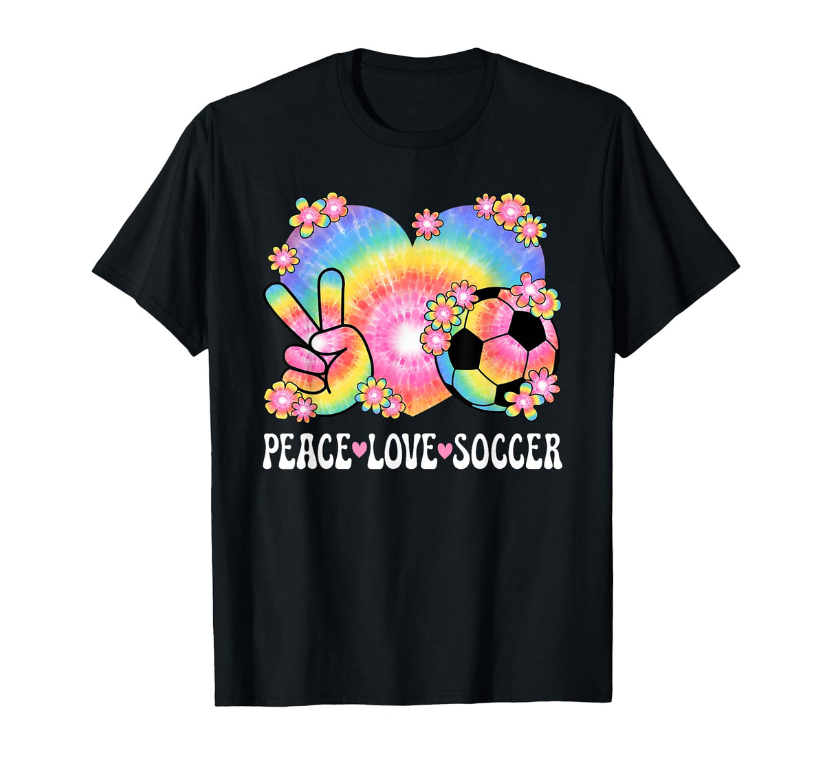 Peace Love Soccer Lover 60S 70S Hippie T-Shirt - Unique Graphic for Adults