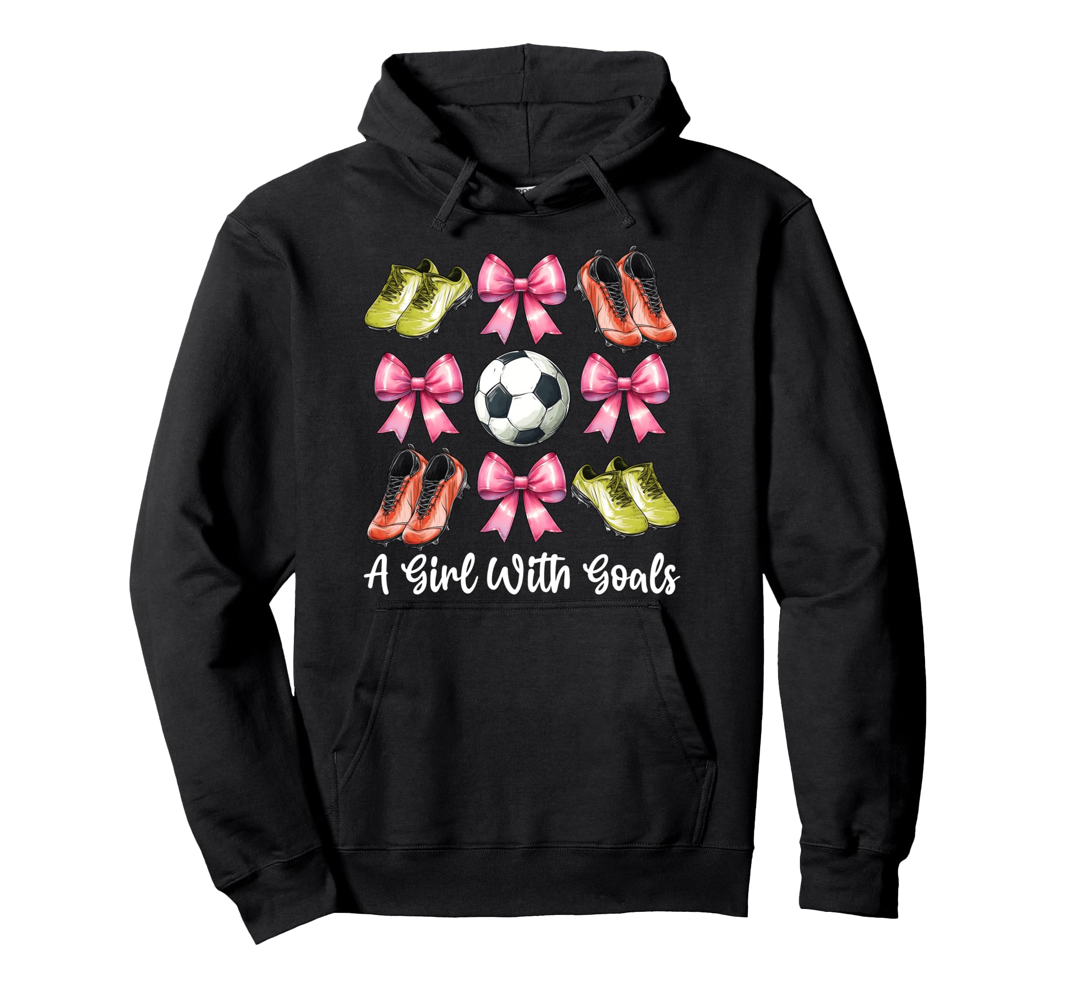 Goals Soccer Coquette Bow Hoodie - Graphic Print Unisex