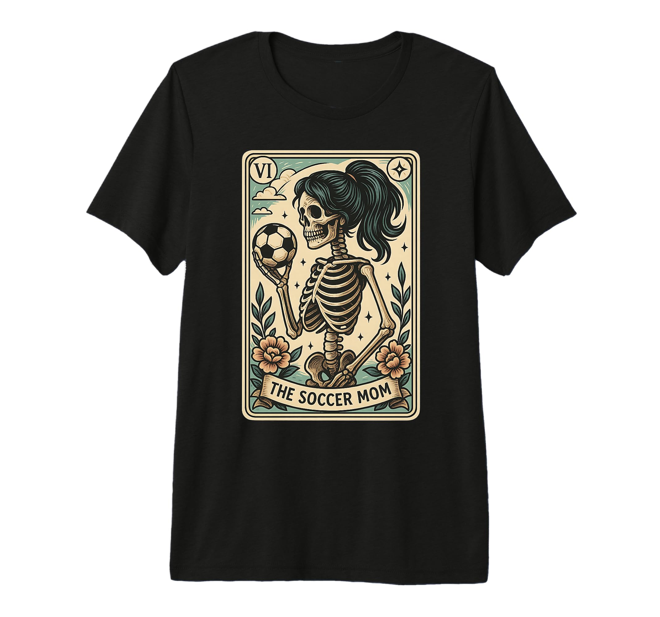 Soccer Mom Tarot Card Skeleton T-Shirt - Casual Everyday Wear Men Women
