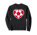 Red And White Soccer Heart Sweatshirt - Graphic Print Men Women