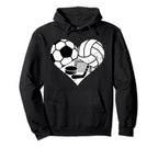 Soccer Volleyball Hockey Heart Hoodie - Casual Everyday Wear for Adults