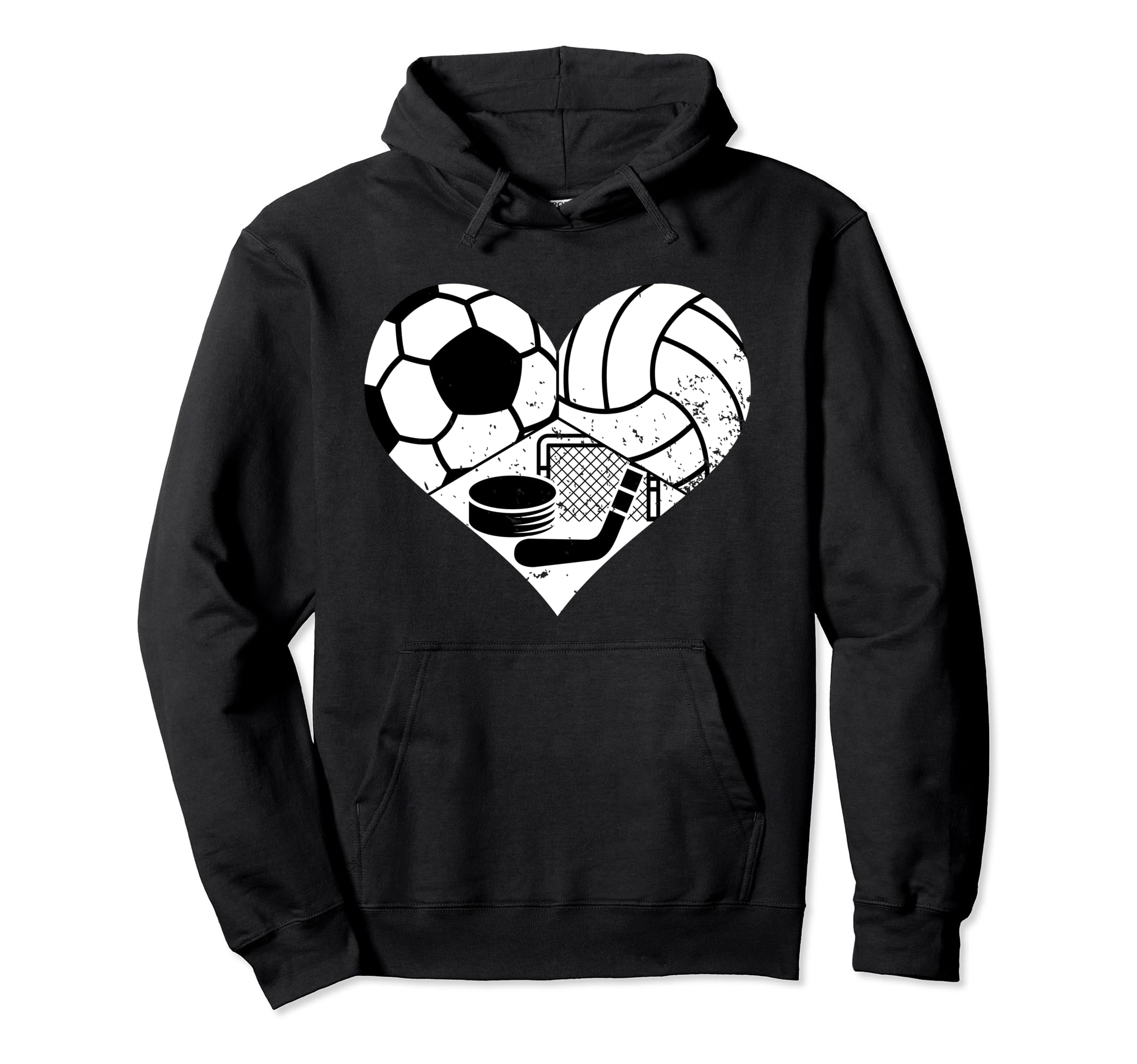 Soccer Volleyball Hockey Heart Hoodie - Casual Everyday Wear for Adults
