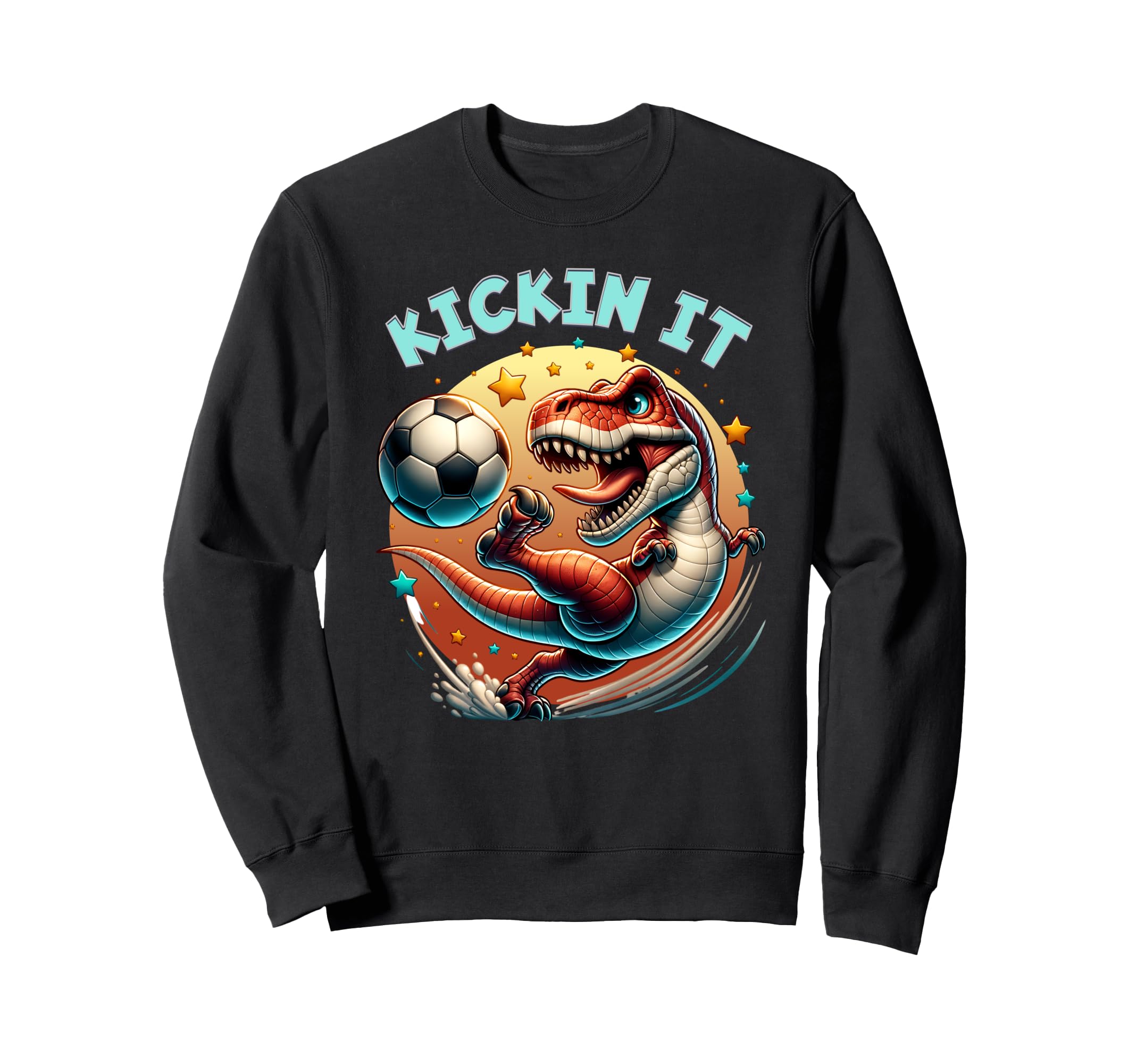 Kickin It T Rex Dinosaur Playing Sweatshirt - Aesthetic Graphic for Adults