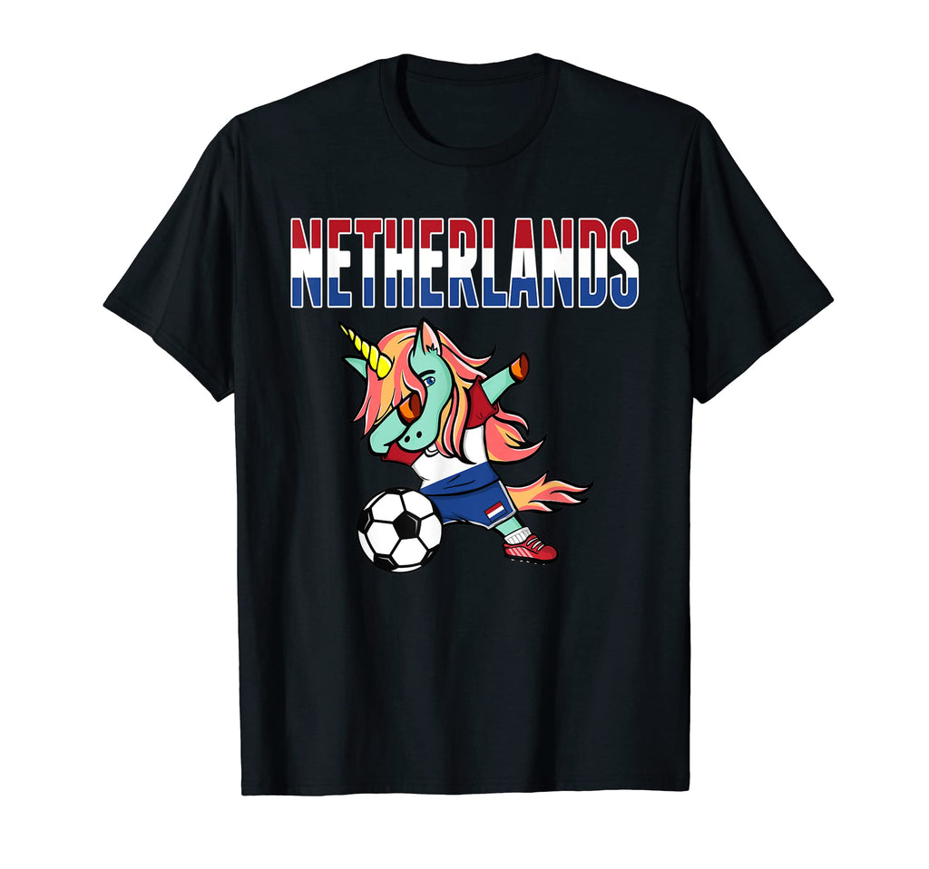 Dabbing Unicorn Netherlands Soccer Fans T-Shirt - Aesthetic Graphic Unisex