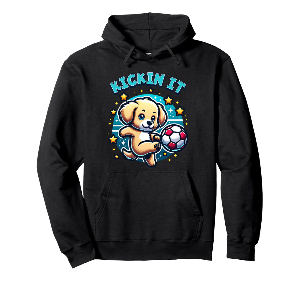 Kickin It Soccer Player Puppy Dog Ball Hoodie - Aesthetic Graphic Men Women
