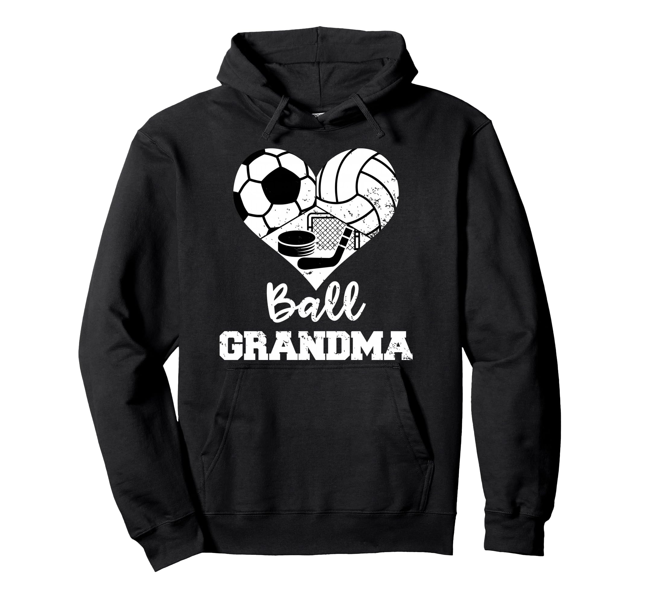 Ball Grandma Heart Funny Soccer Hoodie - Unique Graphic Men Women