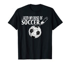 Soccer Player Vaccination Syringe T-Shirt - Streetwear Style Men Women