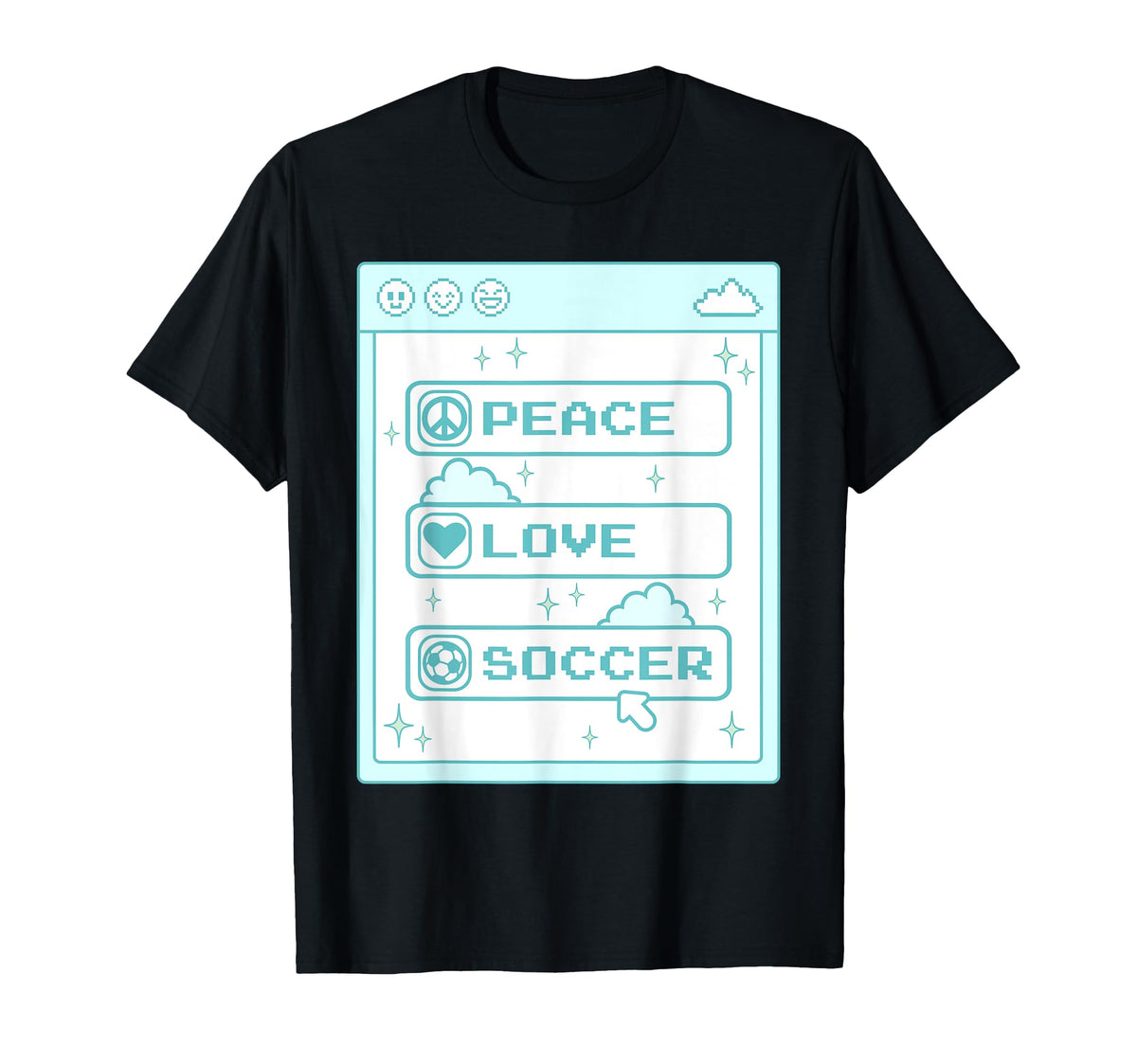 Computer Geek Peace Love Soccer T-Shirt - Casual Everyday Wear Unisex