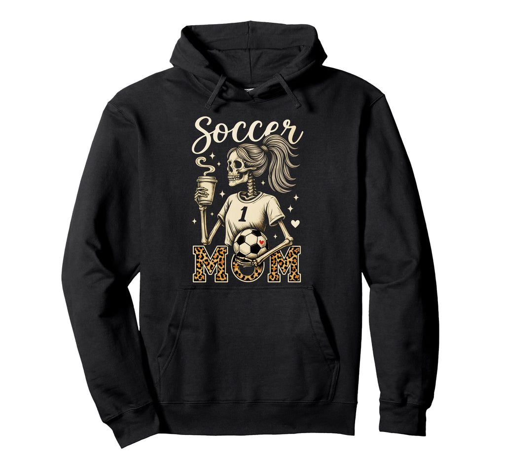 Soccer Mom Skeleton Coffee Leopard Halloween Hoodie - Graphic Print Unisex