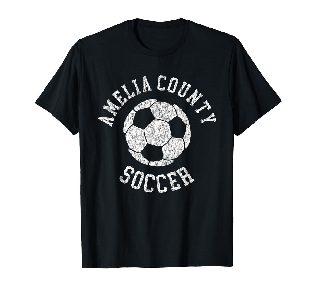 Amelia County Soccer Distressed 90S T-Shirt - Fun Novelty Design Men Women