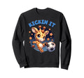 Kickin It Soccer Player Giraffe Ball Sweatshirt - Novelty Apparel Unisex