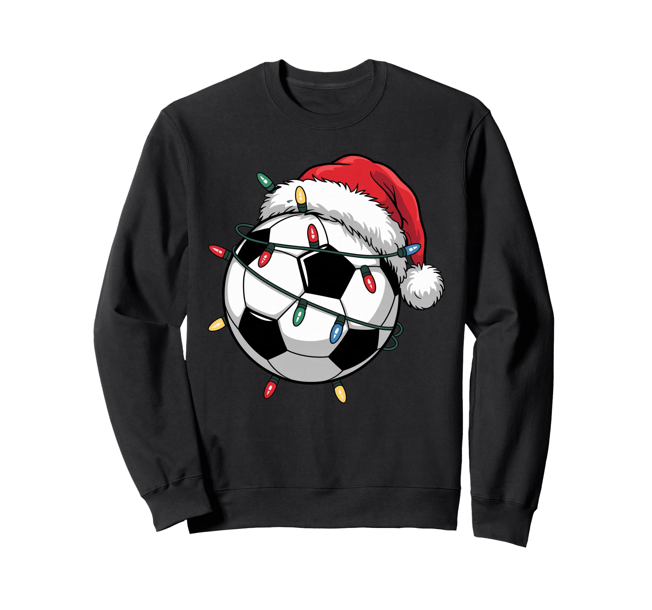 Soccer Ball Santa Hat Lights Family Sweatshirt - Graphic Print Men Women
