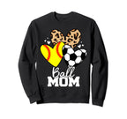 Ball Mom Funny Soccer Softball Mom Heart Sweatshirt - Unique Graphic Unisex
