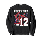 12Th Birthday Party American Flag Sweatshirt - Aesthetic Graphic Unisex