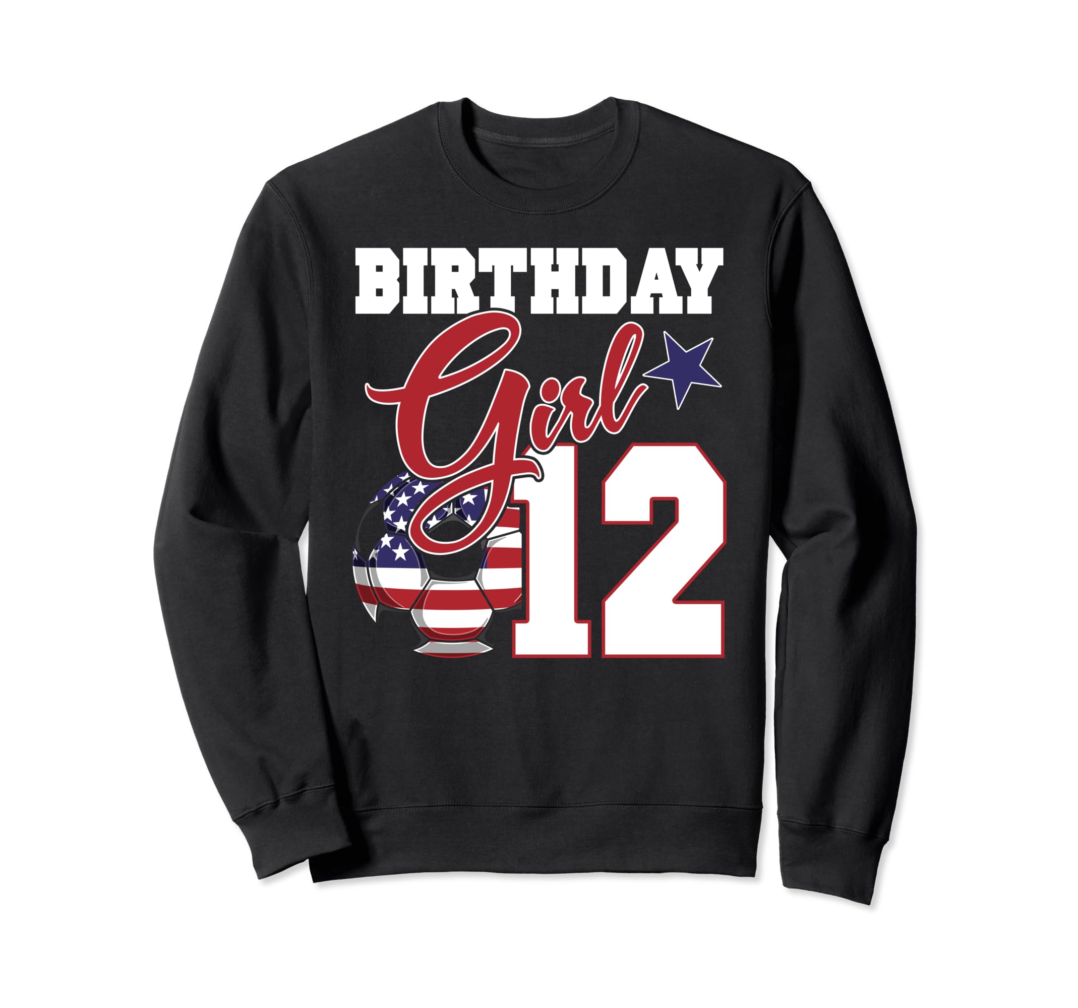 12Th Birthday Party American Flag Sweatshirt - Aesthetic Graphic Unisex