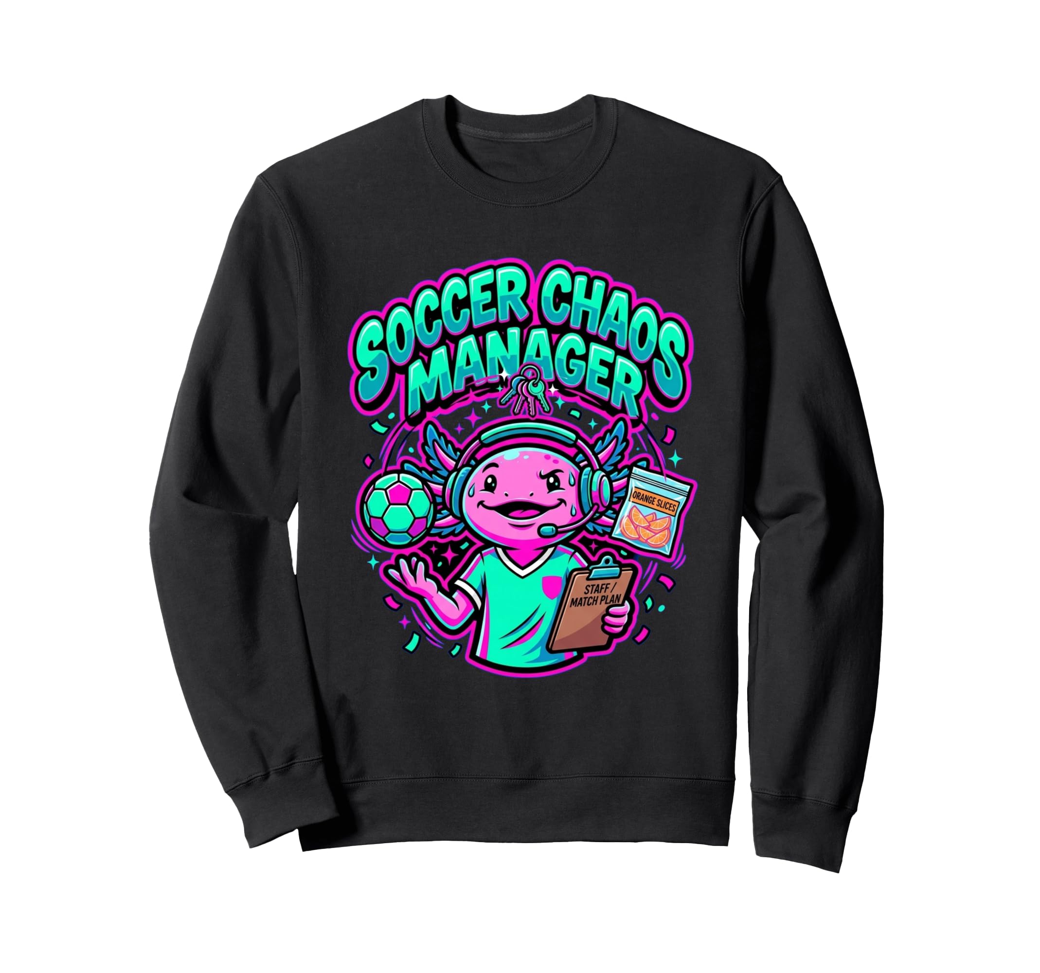 Funny Axolotl Coach Parent Soccer Chaos Sweatshirt - Unique Graphic Unisex