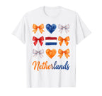 Coquette Bow Dutch Flag Netherlands T-Shirt - Novelty Apparel for Adults