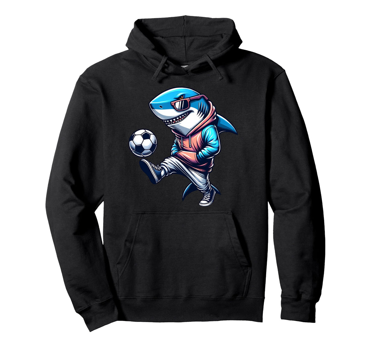 Shark Soccer Player Street Football Hoodie - Custom Art Print for Adults