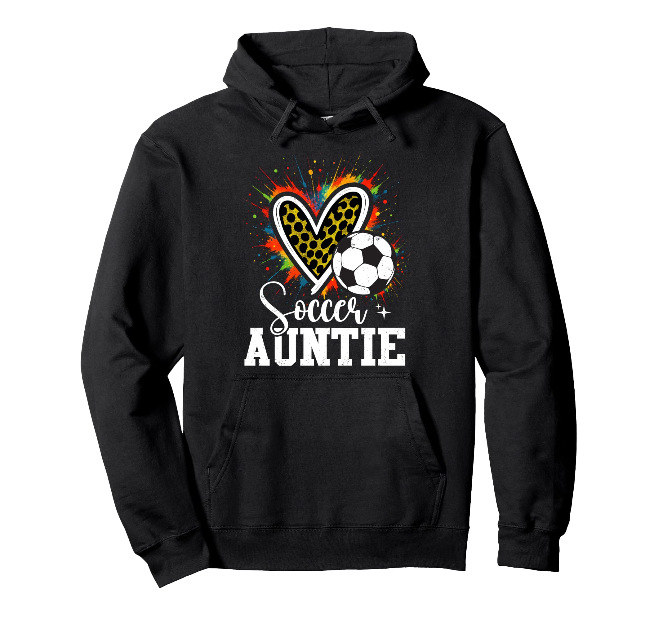 Soccer Auntie Leopard Heart Colorful Hoodie - Trendy Graphic Men Women