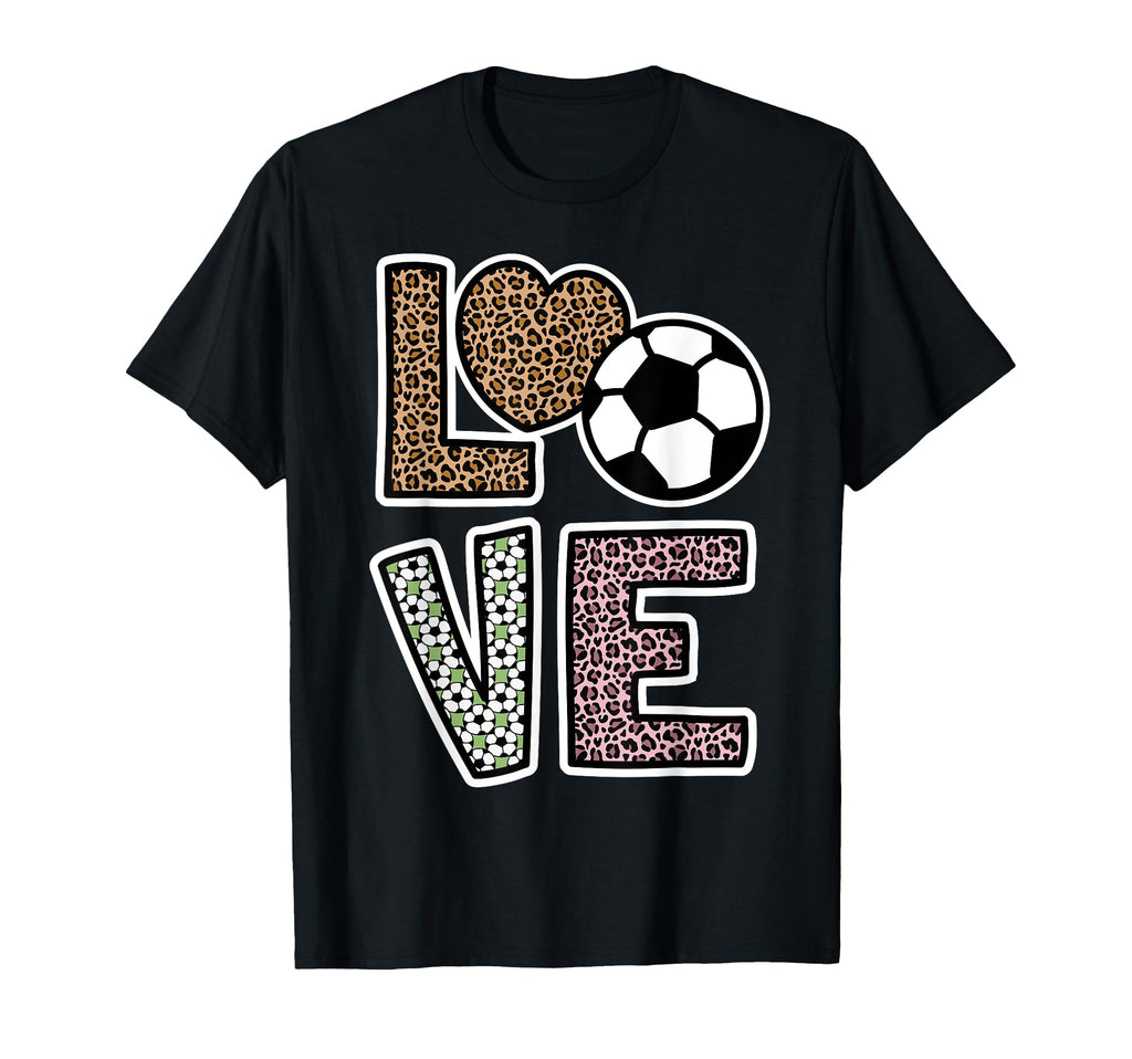 Love Soccer Player Leopard Soccer Lover T-Shirt - Graphic Print for Adults