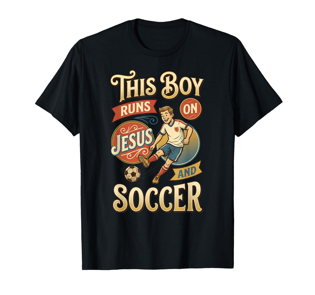 This Runs Jesus And Soccer Christian T-Shirt - Novelty Apparel Unisex