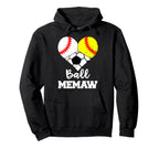 Ball Memaw Heart Funny Baseball Softball Hoodie - Aesthetic Graphic Unisex