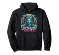 80S Vaporwave Jesus Saves Soccer Goalie Hoodie - Graphic Print for Adults