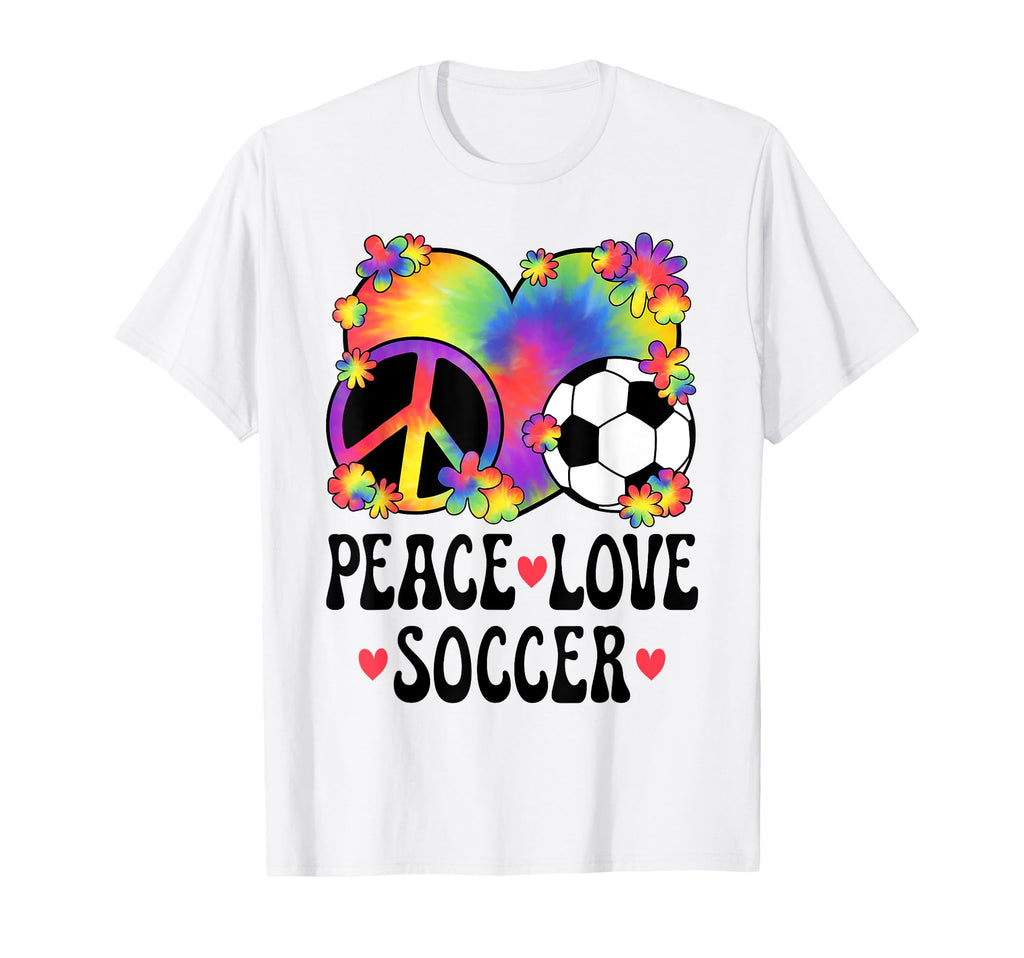 Peace Love Soccer Lover 60S 70S T-Shirt - Fun Novelty Design Men Women