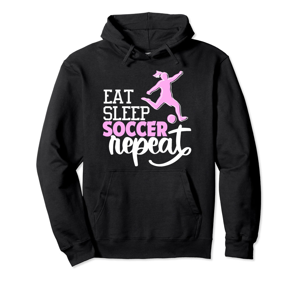 Soccer Soccer Player Eat Sleep Soccer Hoodie - Minimalist Print for Adults