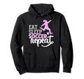 Soccer Soccer Player Eat Sleep Soccer Hoodie - Minimalist Print for Adults