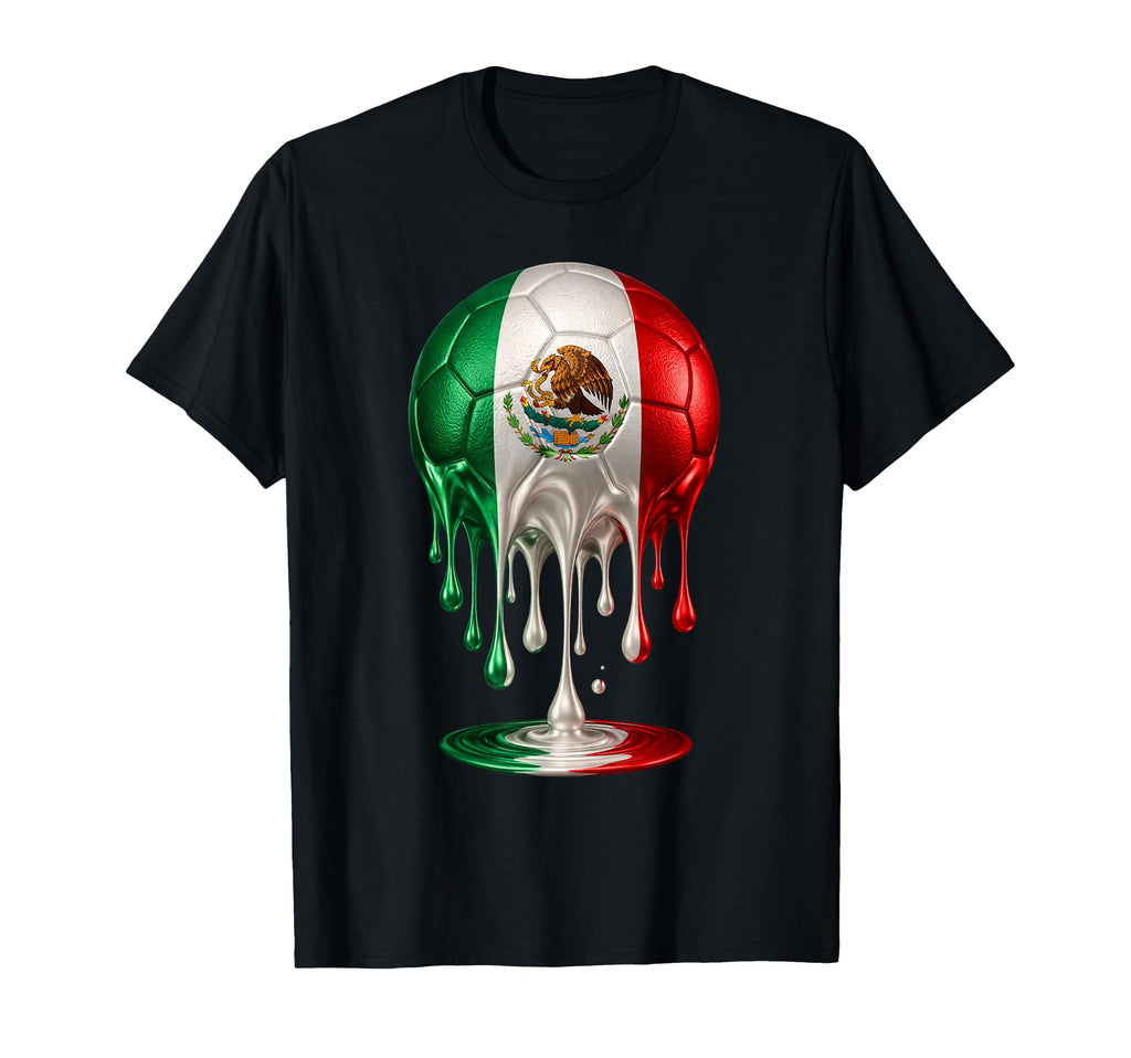 Mexican Flag Soccer Ball Drip Mexico T-Shirt - Streetwear Style for Adults