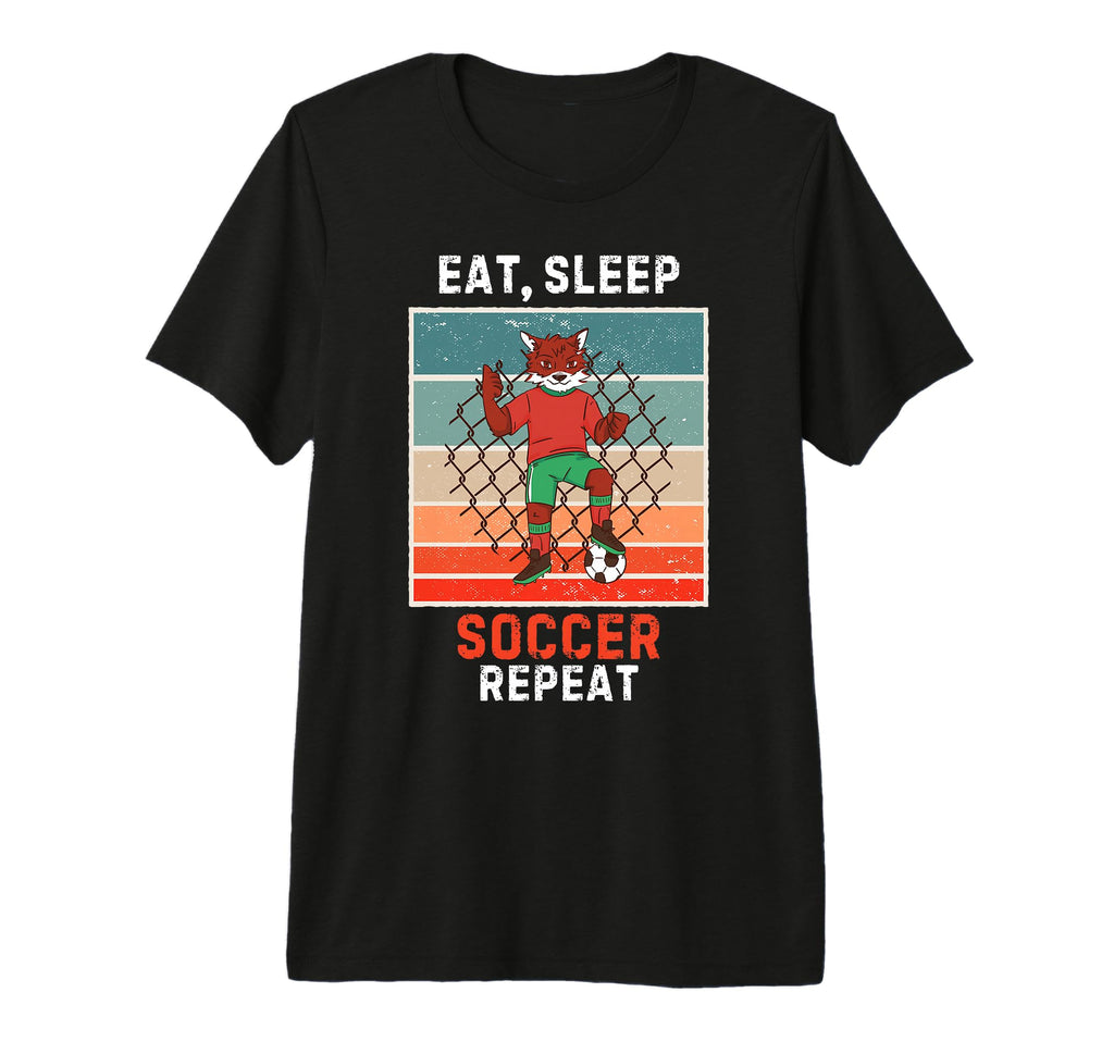 Fox Eat Sleep Soccer Repeat Grunge T-Shirt - Custom Art Print for Adults