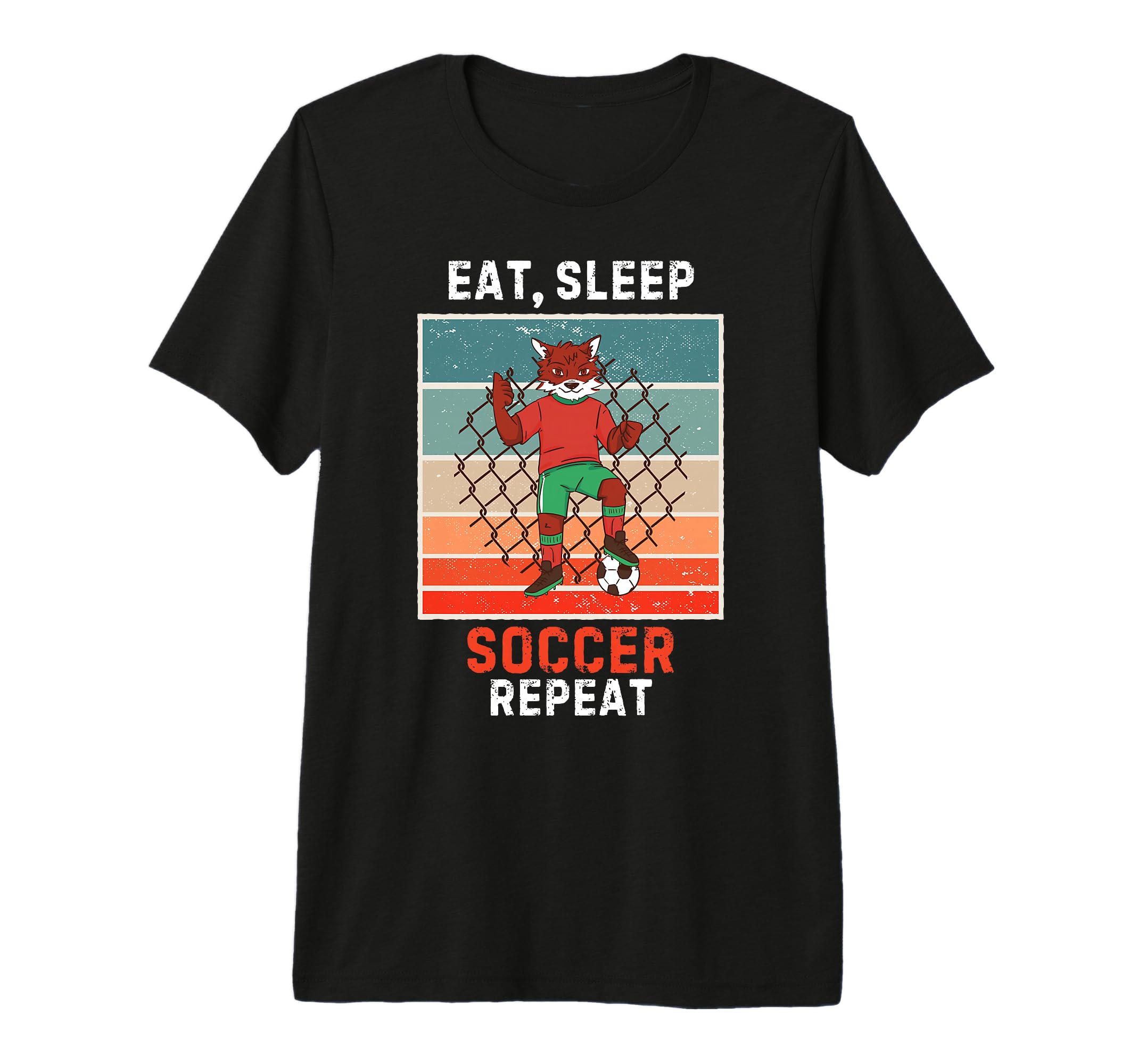 Fox Eat Sleep Soccer Repeat Grunge T-Shirt - Custom Art Print for Adults