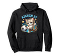 Kickin It Soccer Player Kitten Cat Hoodie - Aesthetic Graphic for Adults