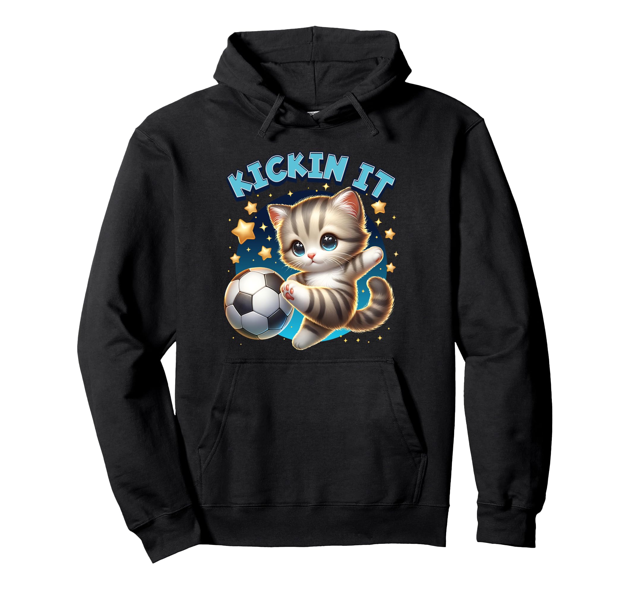 Kickin It Soccer Player Kitten Cat Hoodie - Aesthetic Graphic for Adults