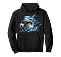 Soccer Shark Cartoon Football Hoodie - Fun Novelty Design Men Women