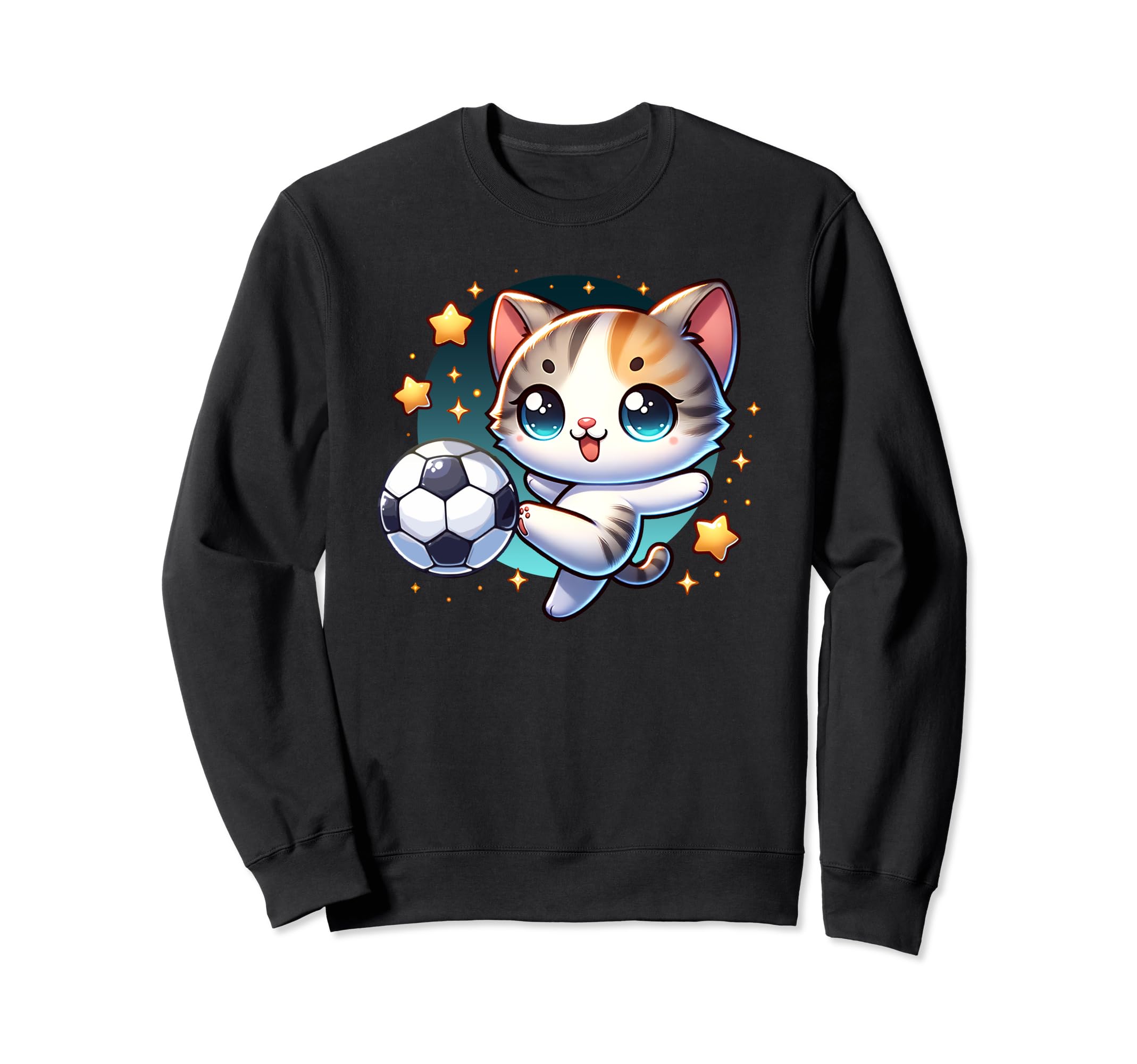 Soccer Player Cat Kitten Kicking Sweatshirt - Trendy Graphic for Adults