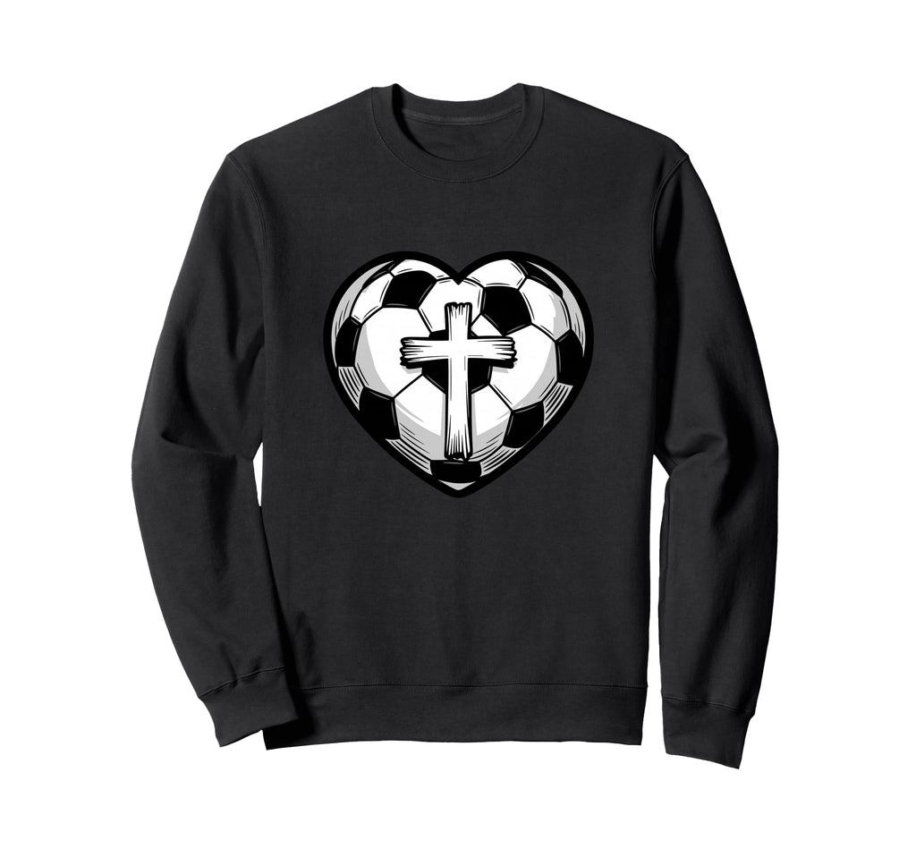 Soccer Ball Heart Christian Faith Sweatshirt - Unique Graphic for Adults