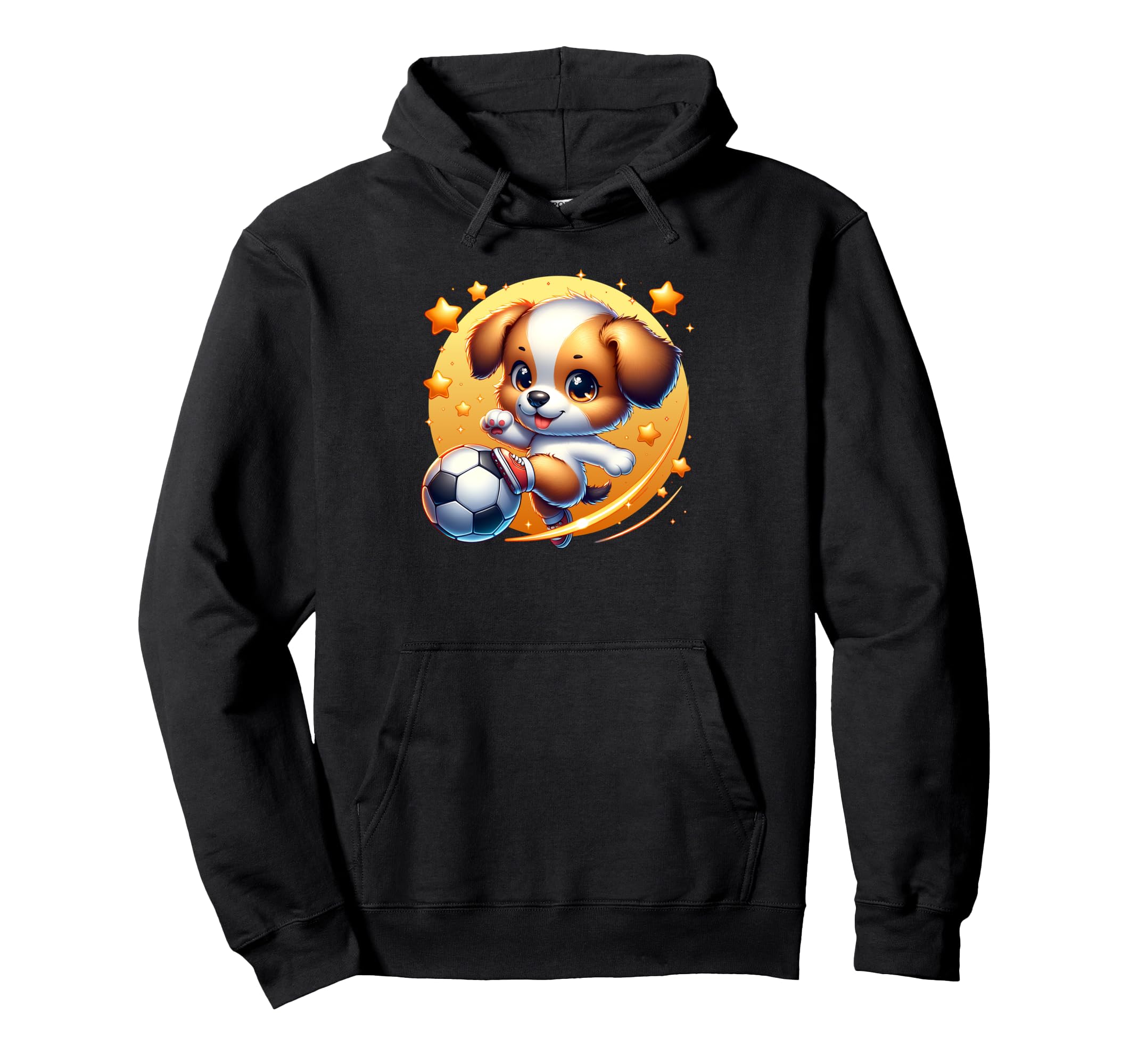 Soccer Player Puppy Dog Kicking Ball Hoodie - Unique Graphic Unisex