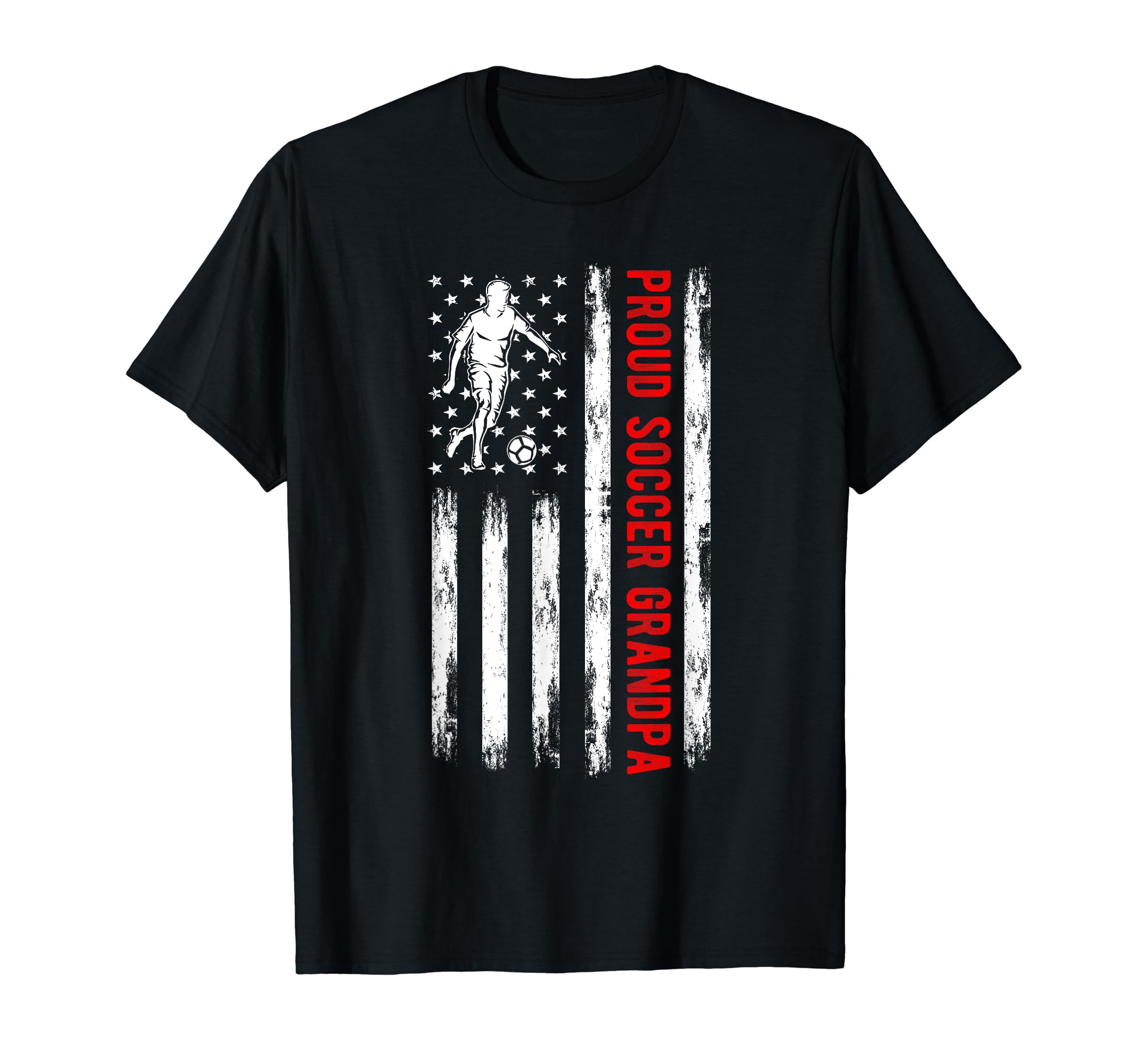 Proud Soccer Grandpa Usa Flag Family T-Shirt - Novelty Apparel for Adults