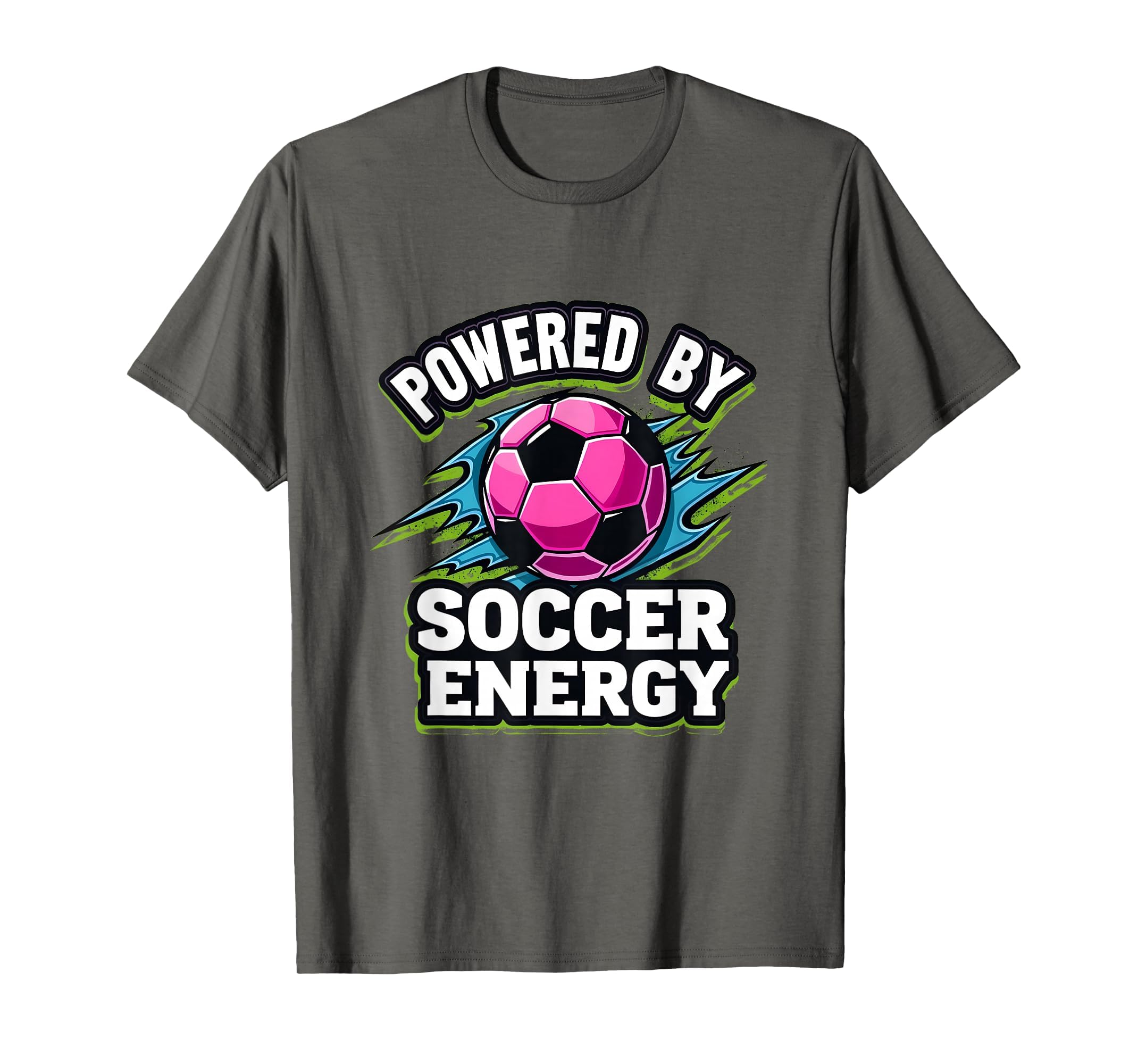 Powered Soccer Energy Sports T-Shirt - Trendy Graphic Men Women