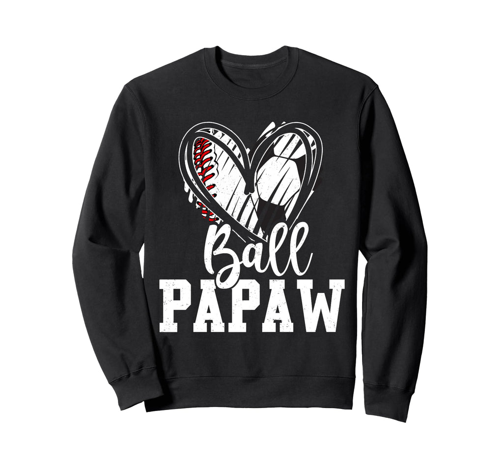 Ball Grandpa Heart Baseball Soccer Hoodie - Casual Everyday Wear Men Women